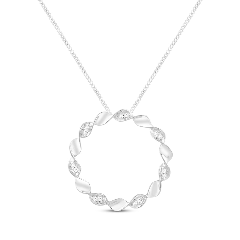 Round-Cut Diamond Circle Necklace 1/20 ct tw Sterling Silver 19“