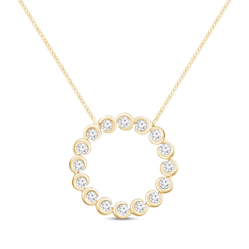 Main Image 1 of Round-Cut Diamond Circle Necklace 1/3 ct tw 10K Yellow Gold 19“