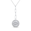 Thumbnail Image 1 of Round-Cut Diamond Evil Eye Charm Drop Necklace 1/6 ct tw Sterling Silver 18“