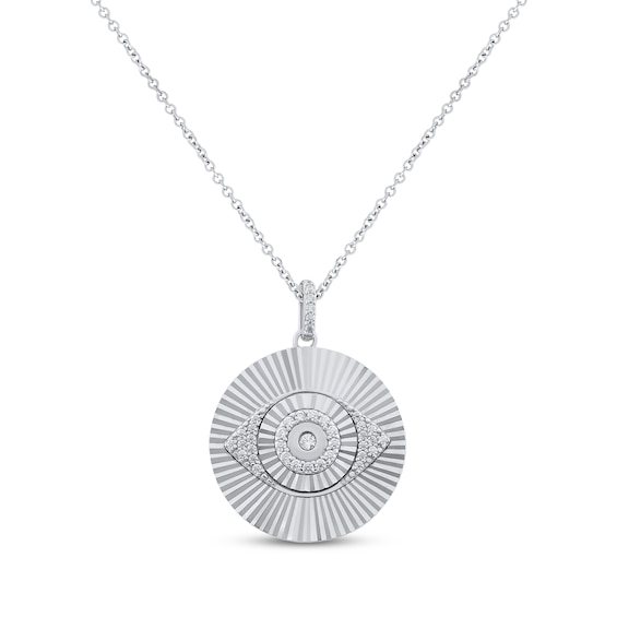 Round-Cut Diamond Evil Eye Charm Necklace 1/4 ct tw Sterling Silver 18“