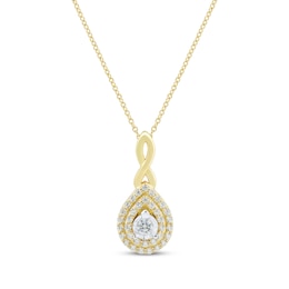 Round-Cut Diamond Double-Teardrop Necklace 1/4 ct tw 10K Yellow Gold 18“