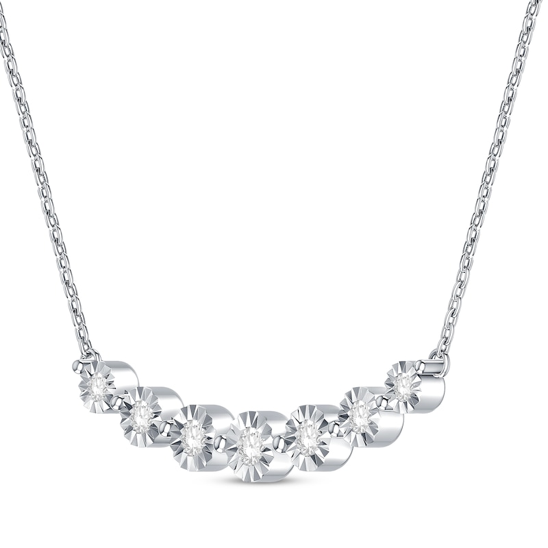 Main Image 2 of Round-Cut Diamond Smile Necklace 1/5 ct tw 10K White Gold 19”