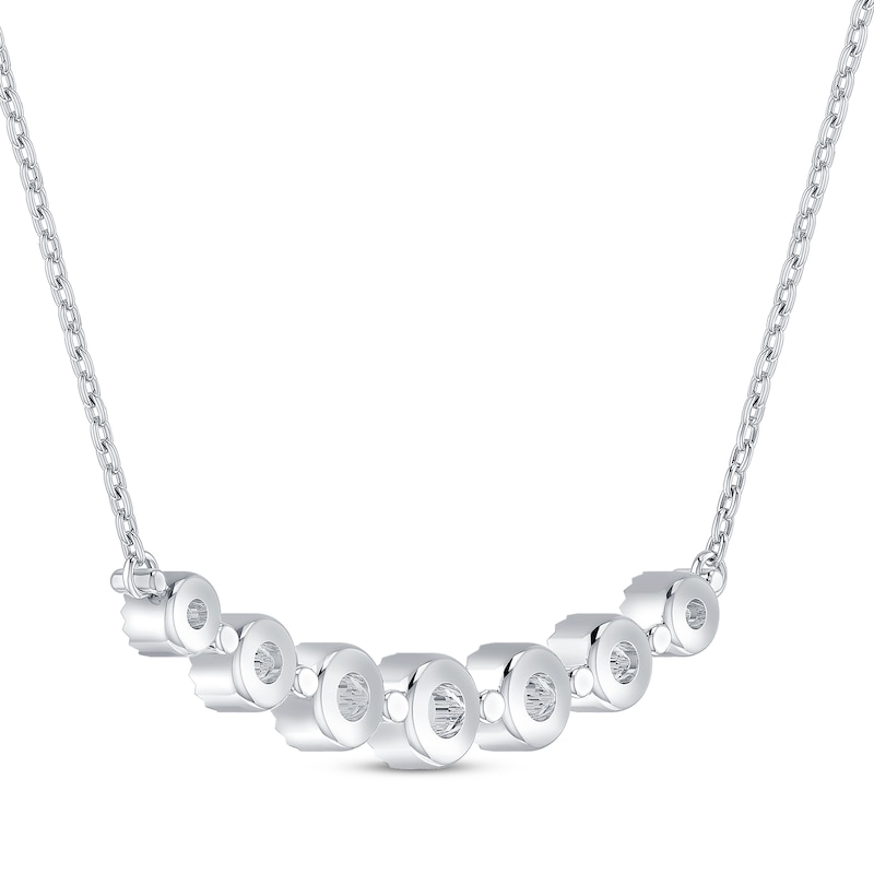 Main Image 3 of Round-Cut Diamond Smile Necklace 1/5 ct tw 10K White Gold 19”