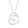 Thumbnail Image 1 of Round-Cut Diamond Heart Necklace 1/20 ct tw Sterling Silver 18”