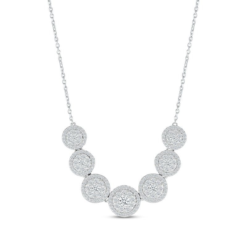 Main Image 1 of Round-Cut Multi-Diamond Smile Necklace 1 ct tw 10K White Gold 18”