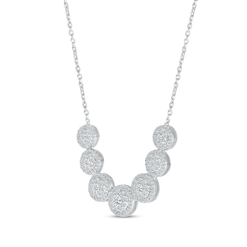 Main Image 2 of Round-Cut Multi-Diamond Smile Necklace 1 ct tw 10K White Gold 18”