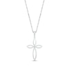 Thumbnail Image 1 of Round-Cut Diamond Open Cross Necklace 1/20 ct tw Sterling Silver 18”