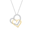 Thumbnail Image 1 of Round-Cut Diamond Double Heart Necklace 1/3 ct tw 10K Two-Tone Gold 19”