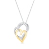 Thumbnail Image 2 of Round-Cut Diamond Double Heart Necklace 1/3 ct tw 10K Two-Tone Gold 19”