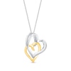 Thumbnail Image 3 of Round-Cut Diamond Double Heart Necklace 1/3 ct tw 10K Two-Tone Gold 19”