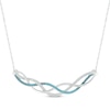 Thumbnail Image 0 of Blue & White Diamond Wavy Curved Bar Necklace 1/6 ct tw Sterling Silver 18"