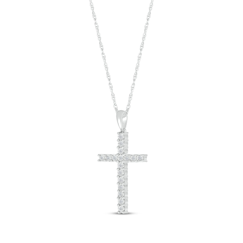 Diamond Cross Necklace 1/15 ct tw Sterling Silver 18” | Kay Outlet