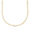 Thumbnail Image 1 of Men's Diamond Station Solid Cuban Curb Chain Necklace 1/2 ct tw 10K Yellow Gold 20&quot;