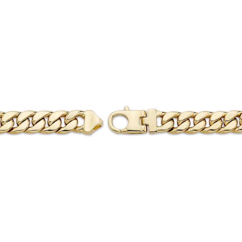 Main Image 2 of Men's Diamond Station Solid Cuban Curb Chain Necklace 1/2 ct tw 10K Yellow Gold 20&quot;