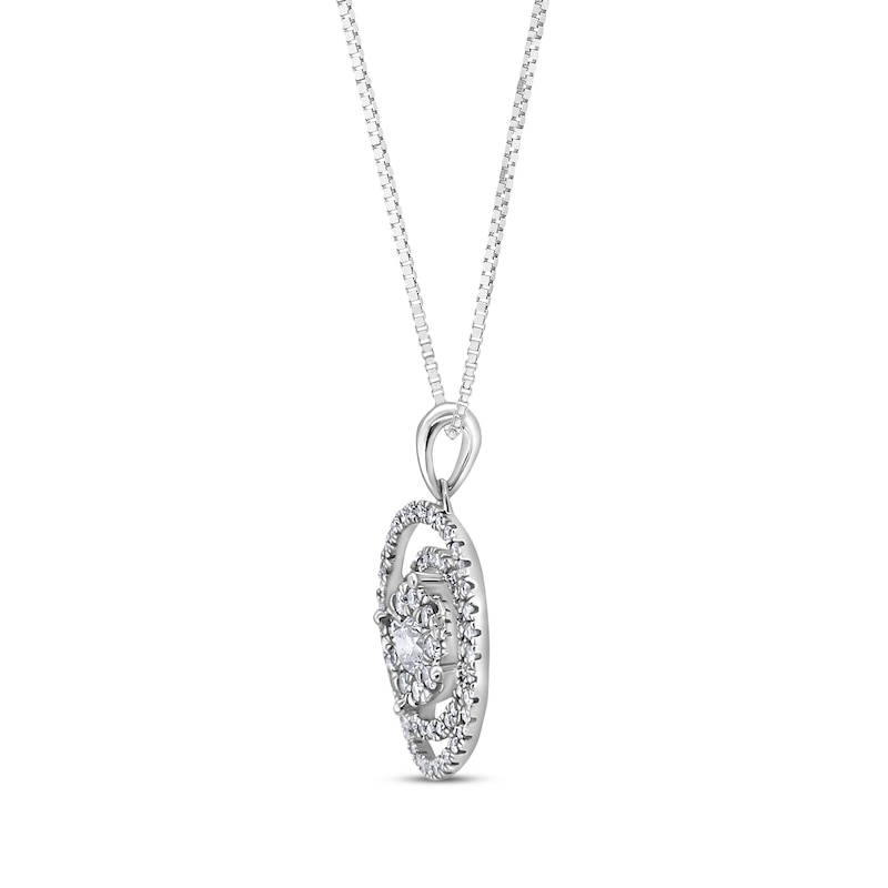 Main Image 2 of Diamond Halo Swirl Necklace 5/8 ct tw 10K White Gold 18&quot;