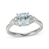 Thumbnail Image 0 of Cushion-Cut Aquamarine & White Lab-Created Sapphire Ring Sterling Silver