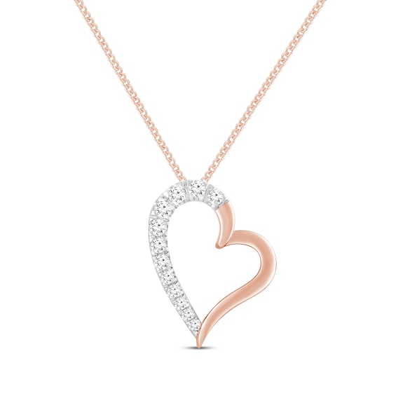 Diamond Abstract Heart Necklace 1/3 ct tw 10K Rose Gold 19"