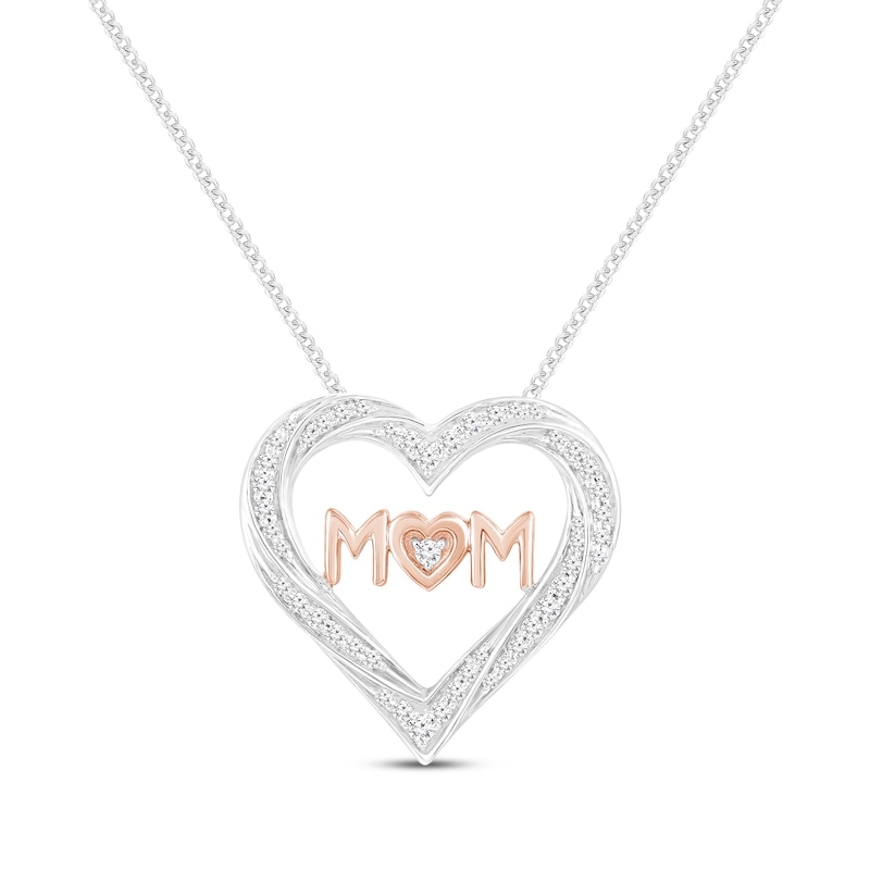 Main Image 1 of Diamond &quot;Mom&quot; Heart Necklace 1/4 ct tw 10K Two-Tone Gold 19&quot;