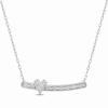 Thumbnail Image 0 of Baguette & Round-Cut Diamond Heart Smile Necklace 1/10 ct tw 10K White Gold 18"