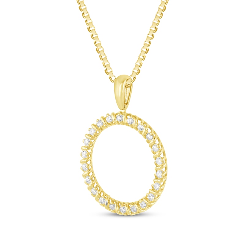 Main Image 2 of Diamond Ribbon Open Circle Necklace 1/4 ct tw 10K Yellow Gold 18&quot;