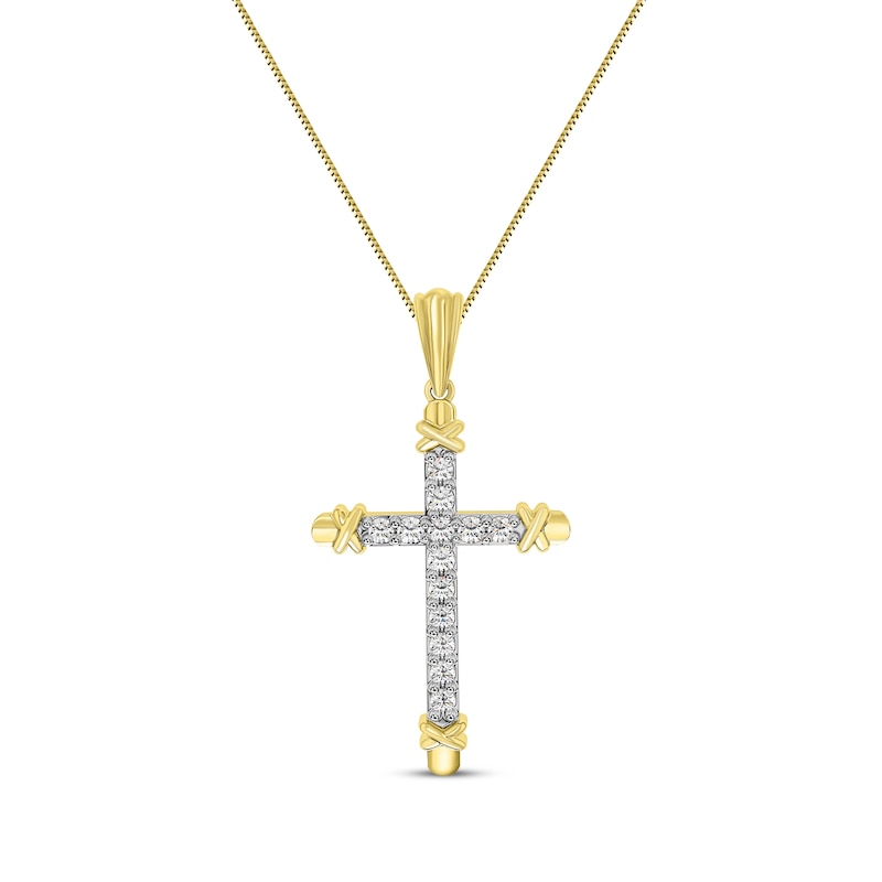 Diamond Cross Necklace 1/4 ct tw 10K Two-Tone Gold 18"