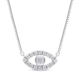 Diamond Evil Eye Necklace 1/20 ct tw 10K White Gold 18&quot;