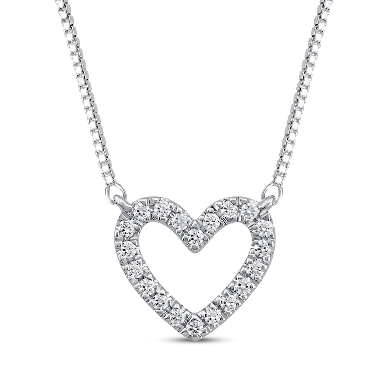 Diamond Open Heart Necklace 1/15 ct tw 10K White Gold 18"