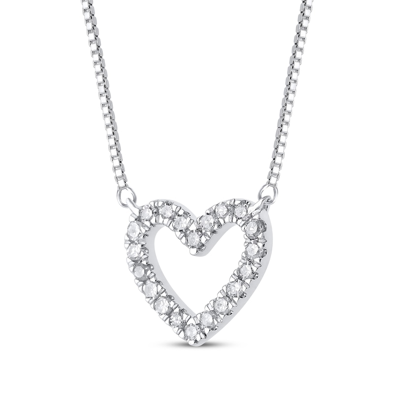 Diamond Open Heart Necklace 1/15 ct tw 10K White Gold 18"