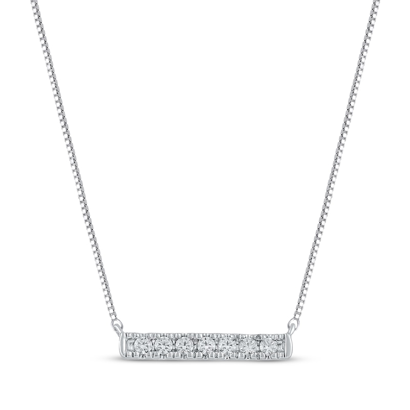 Diamond Horizontal Bar Necklace 1/15 ct tw 10K White Gold 18"