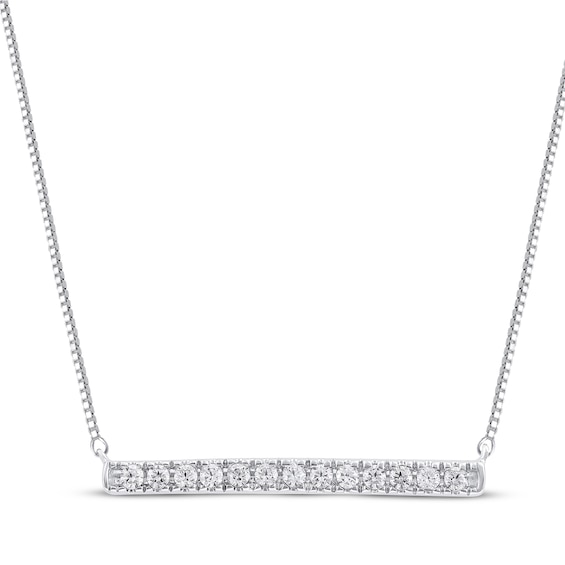 Diamond Horizontal Bar Necklace 1/8 ct tw 10K White Gold 18"