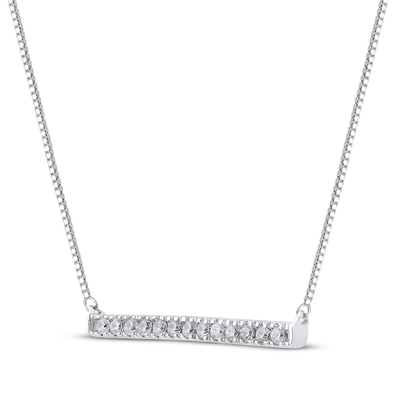 Diamond Horizontal Bar Necklace 1/8 ct tw 10K White Gold 18"