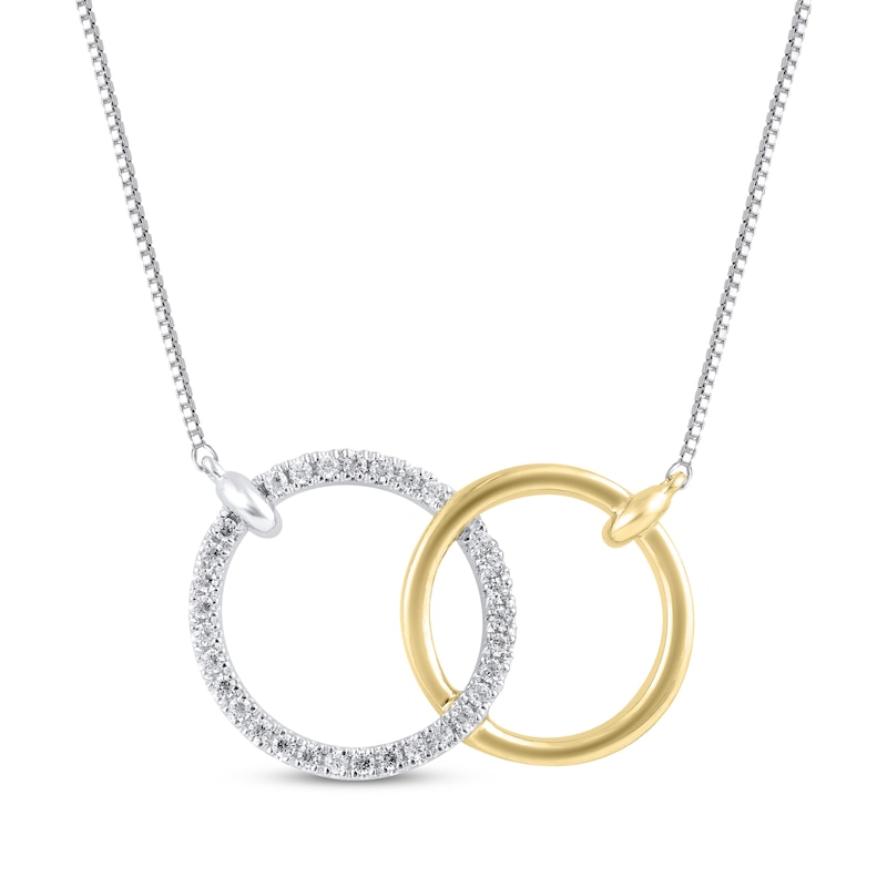 Diamond Interlocking Circles Necklace 1/10 ct tw 10K Two-Tone Gold 18"