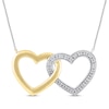 Thumbnail Image 1 of Diamond Linked Hearts Necklace 1/10 ct tw 10K Two-Tone Gold 18&quot;