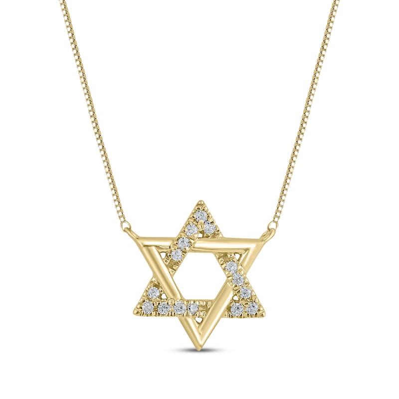 Diamond Star of David Necklace 1/20 ct tw 10K Yellow Gold 18"