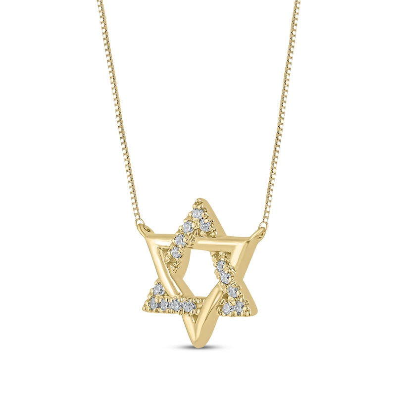 Diamond Star of David Necklace 1/20 ct tw 10K Yellow Gold 18"