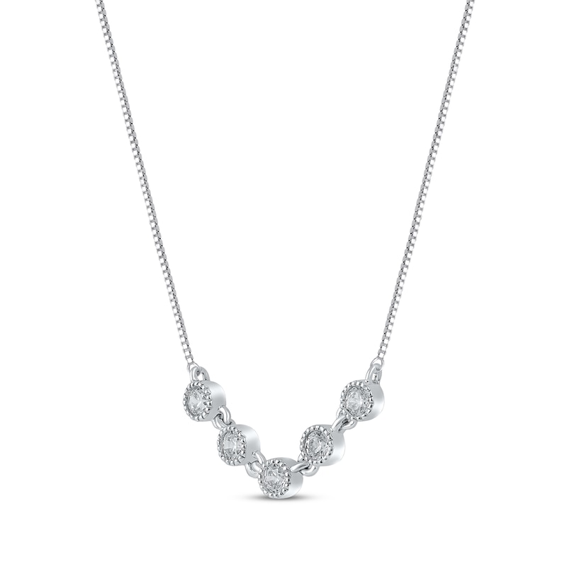 Main Image 2 of Diamond Five-Stone Bezel Necklace 1/10 ct tw 10K White Gold 18&quot;