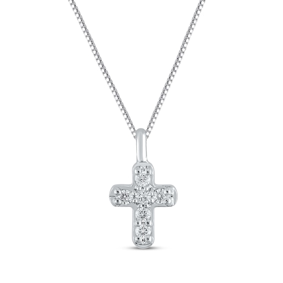 Diamond Cross Necklace 1/20 ct tw 10K White Gold 18"