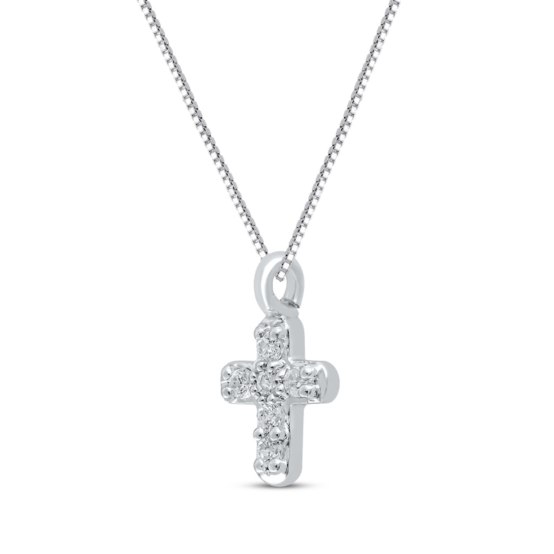 Diamond Cross Necklace 1/20 ct tw 10K White Gold 18"