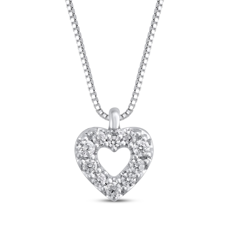 Diamond Heart Charm Necklace 1/15 ct tw 10K White Gold 18"