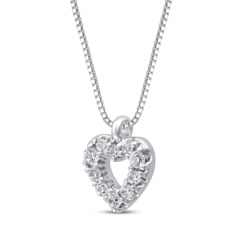 Diamond Heart Charm Necklace 1/15 ct tw 10K White Gold 18"