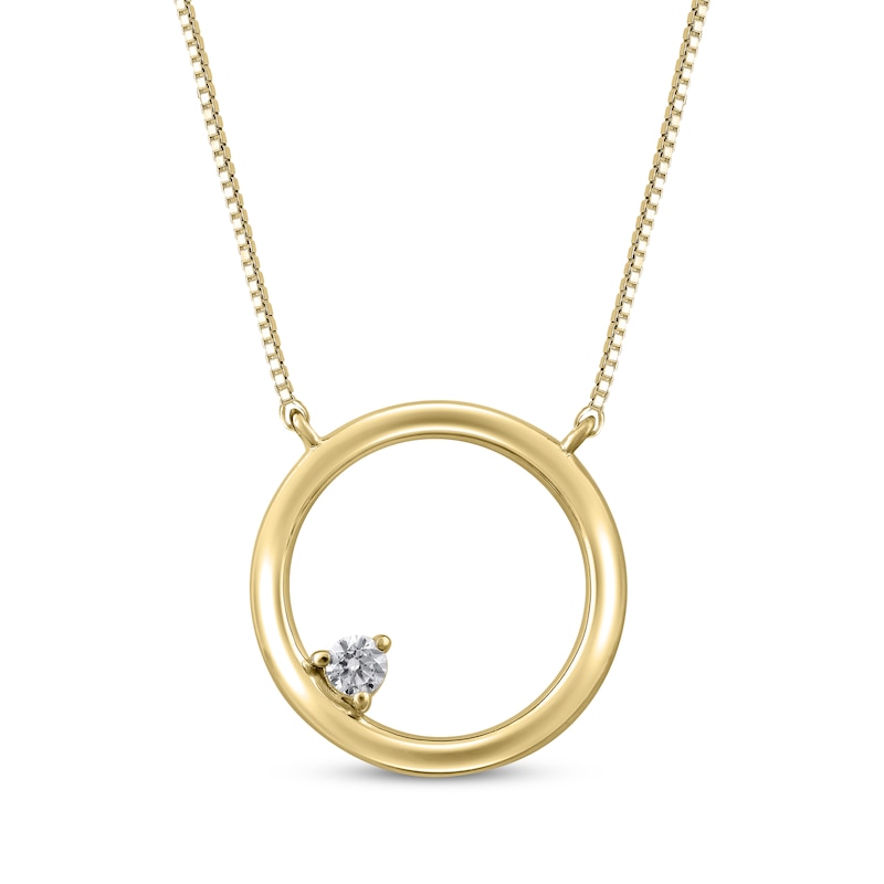 Main Image 1 of Open Circle Diamond Accent Necklace 10K Yellow Gold 18&quot;