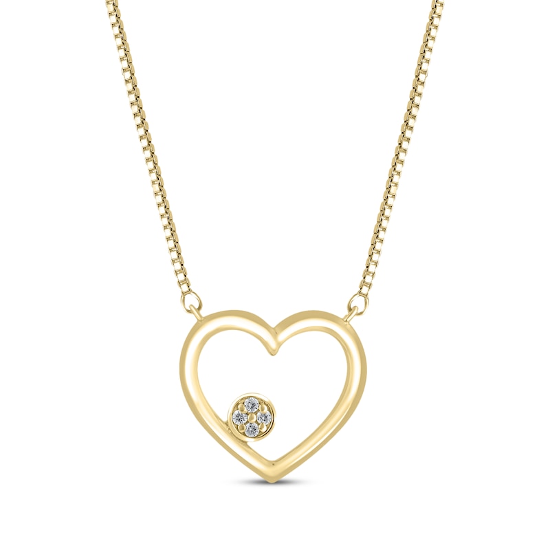 Main Image 1 of Diamond Accent Heart Outline Necklace 10K Yellow Gold 18&quot;