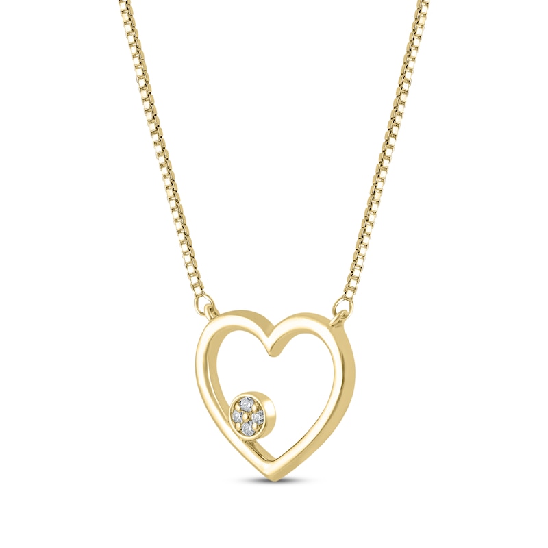 Main Image 2 of Diamond Accent Heart Outline Necklace 10K Yellow Gold 18&quot;