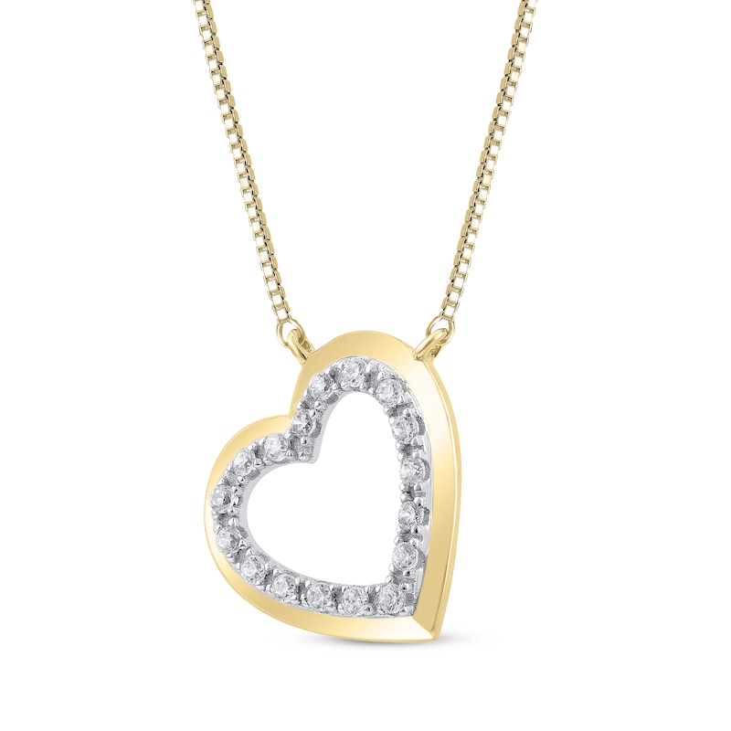 Main Image 2 of Diamond Tilted Heart Necklace 1/10 ct tw 10K Yellow Gold 18&quot;