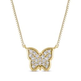 Diamond Butterfly Necklace 1/20 ct tw 10K Yellow Gold 18&quot;