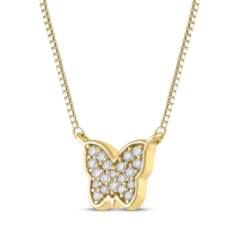 Diamond Butterfly Necklace 1/20 ct tw 10K Yellow Gold 18"