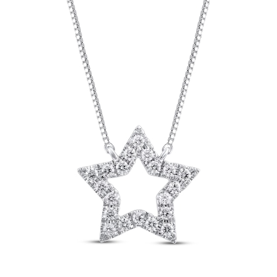 Diamond Star Outline Necklace 1/10 ct tw 10K White Gold 18"