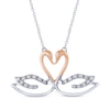 Thumbnail Image 0 of Diamond Swans Heart Necklace 1/15 ct tw Sterling Silver & 10K Rose Gold 18"