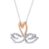 Thumbnail Image 1 of Diamond Swans Heart Necklace 1/15 ct tw Sterling Silver & 10K Rose Gold 18"