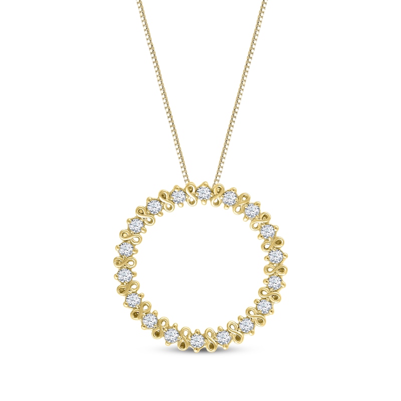 Diamond Infinity Symbol Open Circle Necklace 1/4 ct tw 10K Yellow Gold 18"
